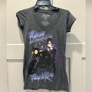 Prince Purple Rain v neck tee LA Chaser sz med